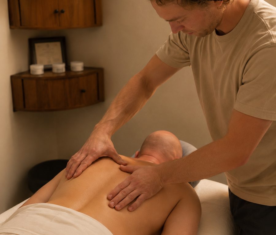 Massage therapist providing treatment to a patient at Car Injury Centre in Spokane, WA